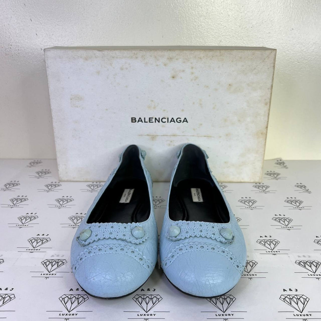 [PRE LOVED] Balenciaga Studded Ballerina Flats in Blue Size 41EU
