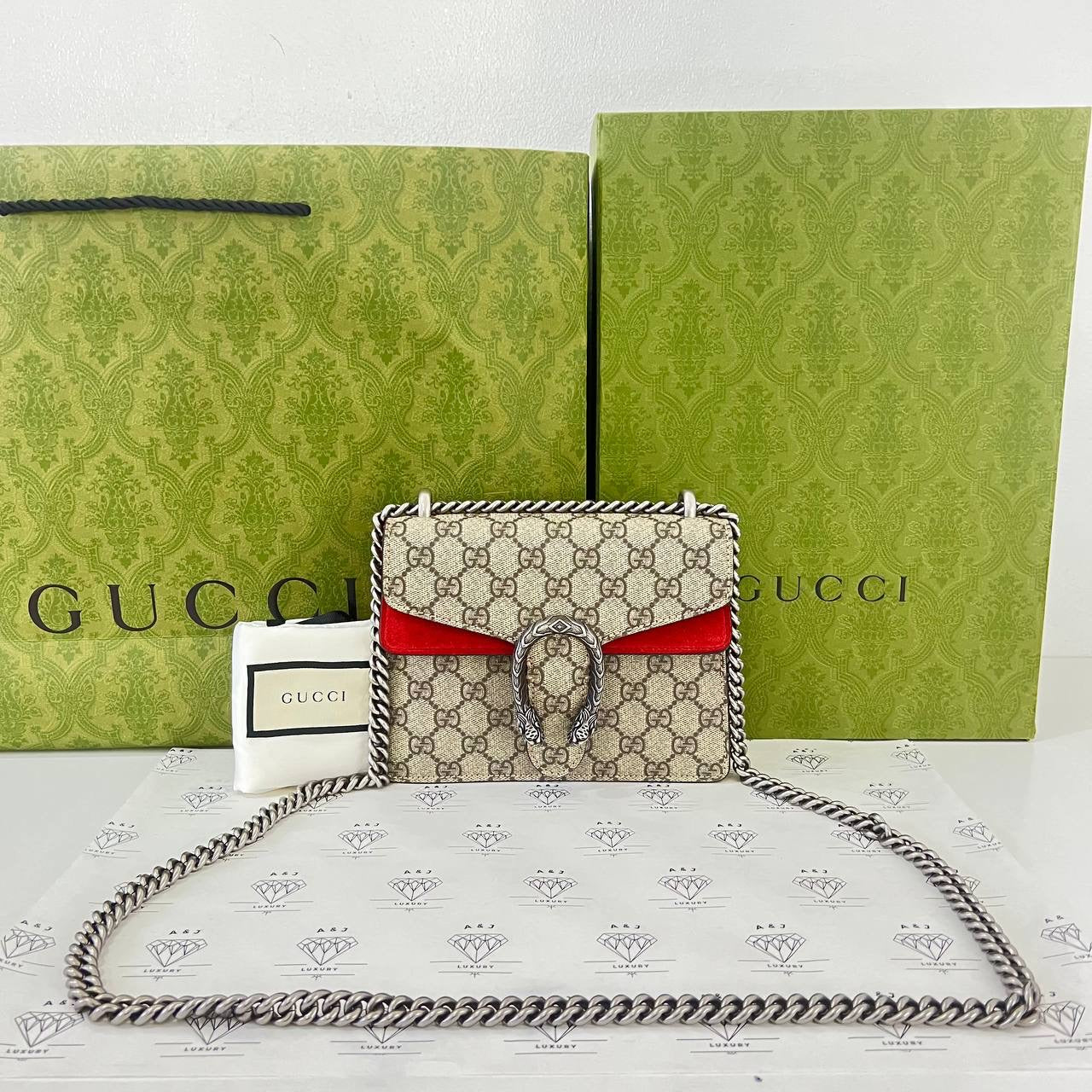 [PRE LOVED] Gucci Mini Dionysus in Red Suede and GG Logo