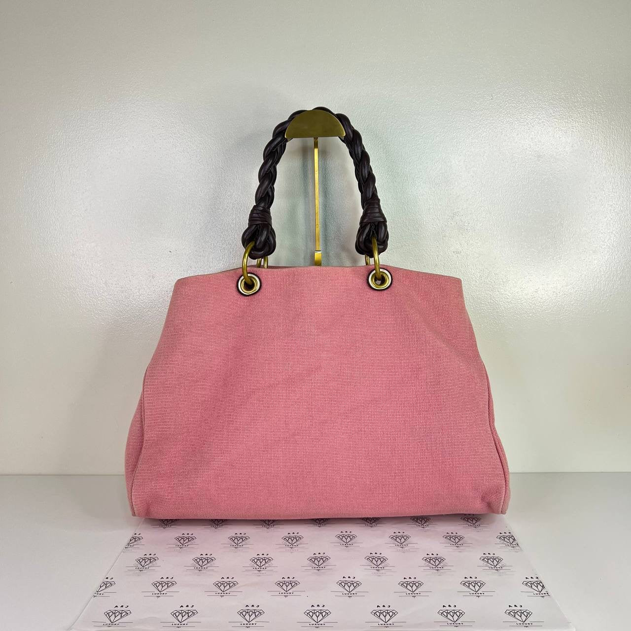 [PRE LOVED] Bottega Veneta Sardegna Tote Bag in Pink Canvass GHW