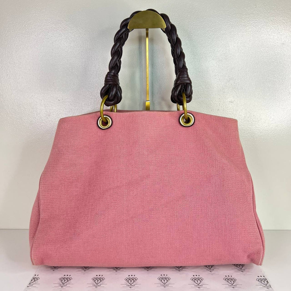 [PRE LOVED] Bottega Veneta Sardegna Tote Bag in Pink Canvass GHW