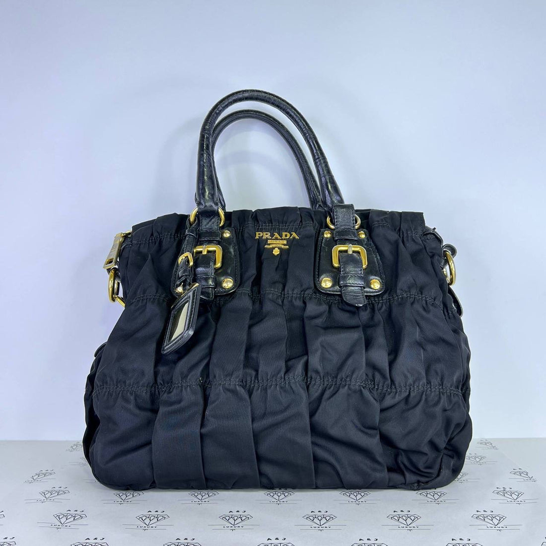 [PRE LOVED] Prada BN1336 Tessuto Gaufre Sling in Black GHW