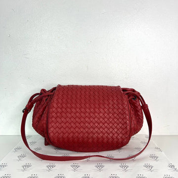 [PRE LOVED] Bottega Veneta Intrecciato Flap Crossbody Bag in Red