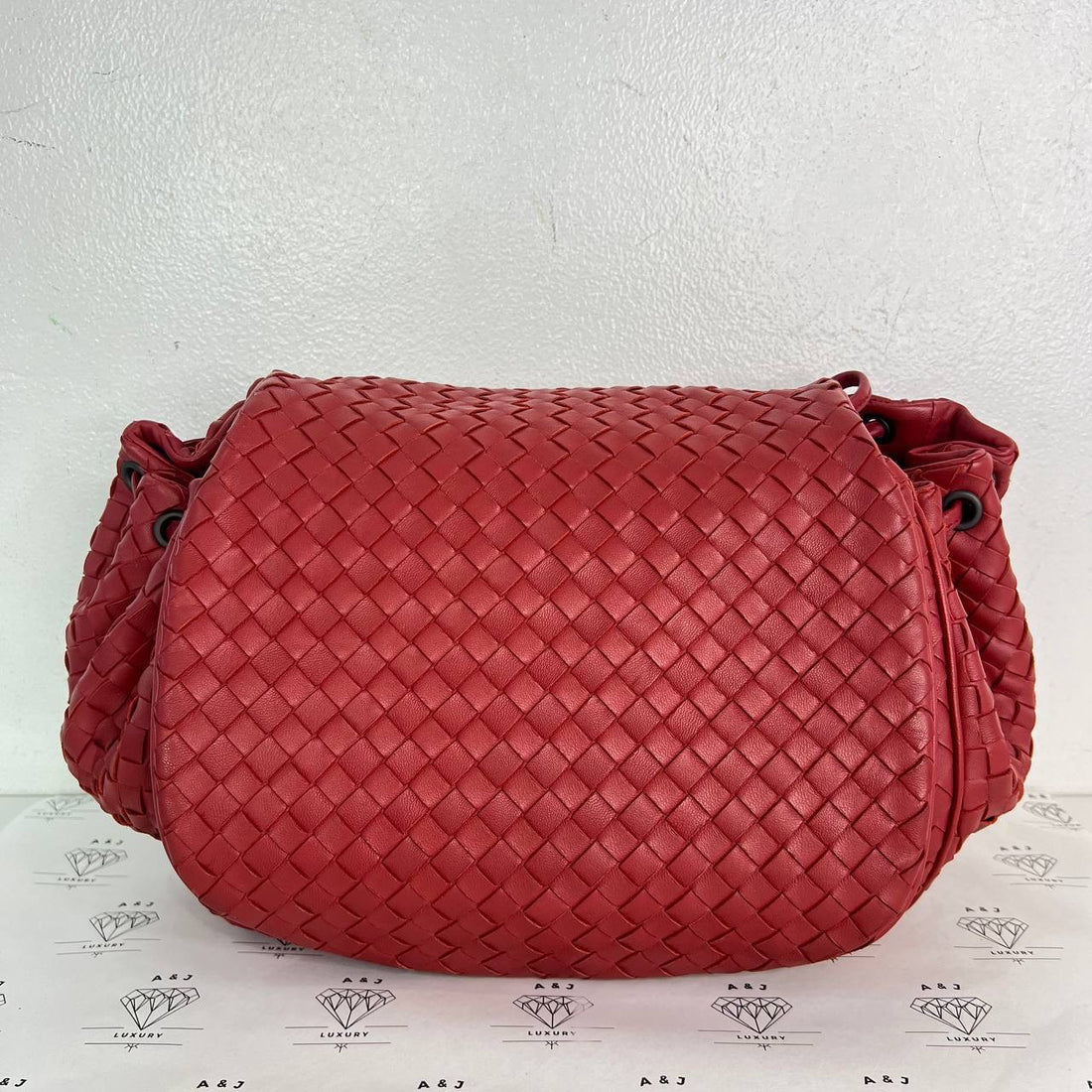 [PRE LOVED] Bottega Veneta Intrecciato Flap Crossbody Bag in Red