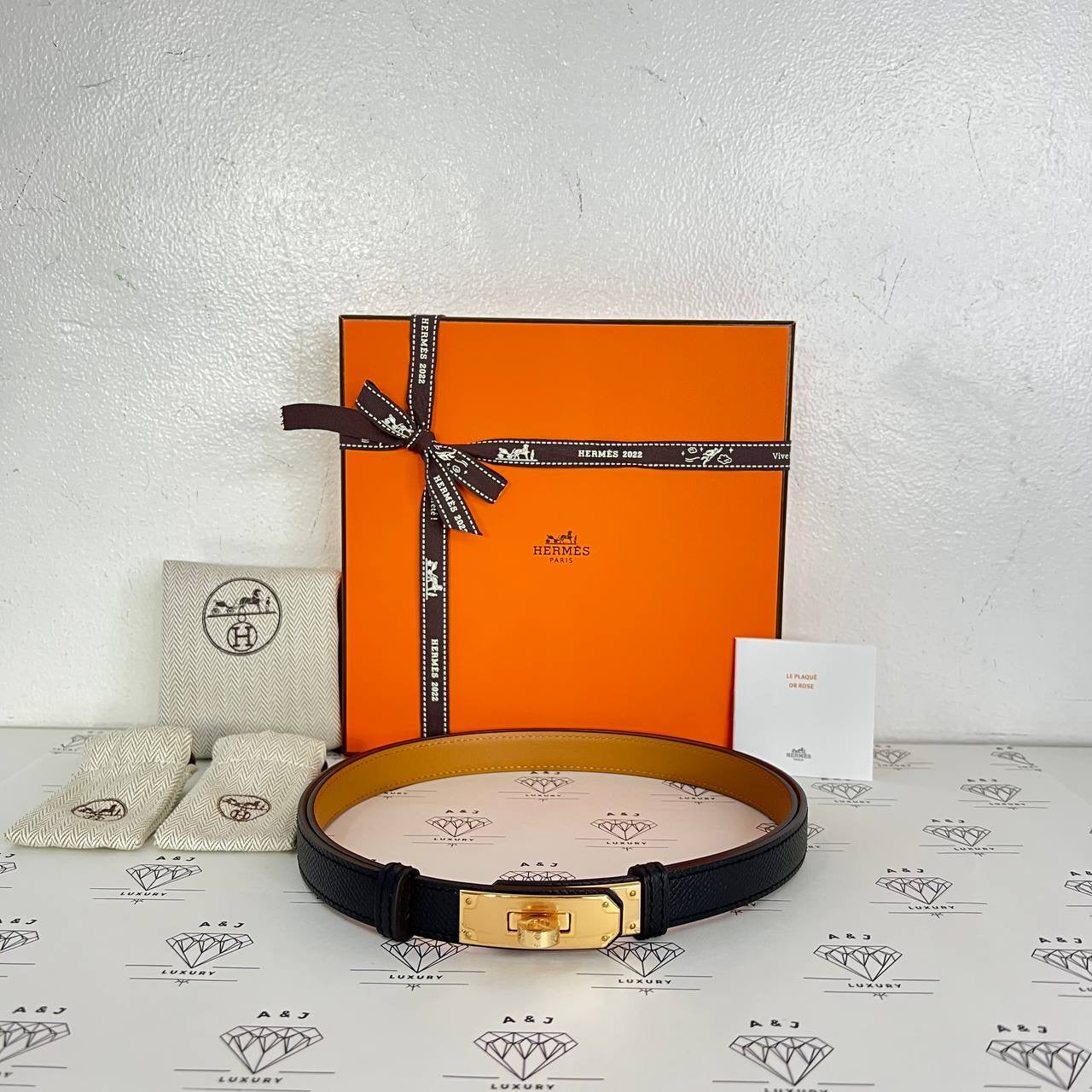 [BRAND NEW] Hermes Kelly 18 Belt in Black RGHW (Stamp B - 2023)
