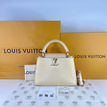 [PRE LOVED] Louis Vuitton Capucine BB with Mother of Pearl Logo in Iridescent Peach Taurillon Leather GHW (microchipped)
