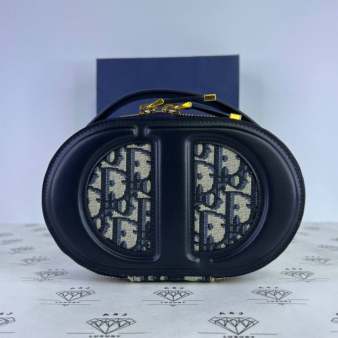 [PRE LOVED] Christian Dior Signature Oval Camera Bag in Blue Oblique GHW (2023)