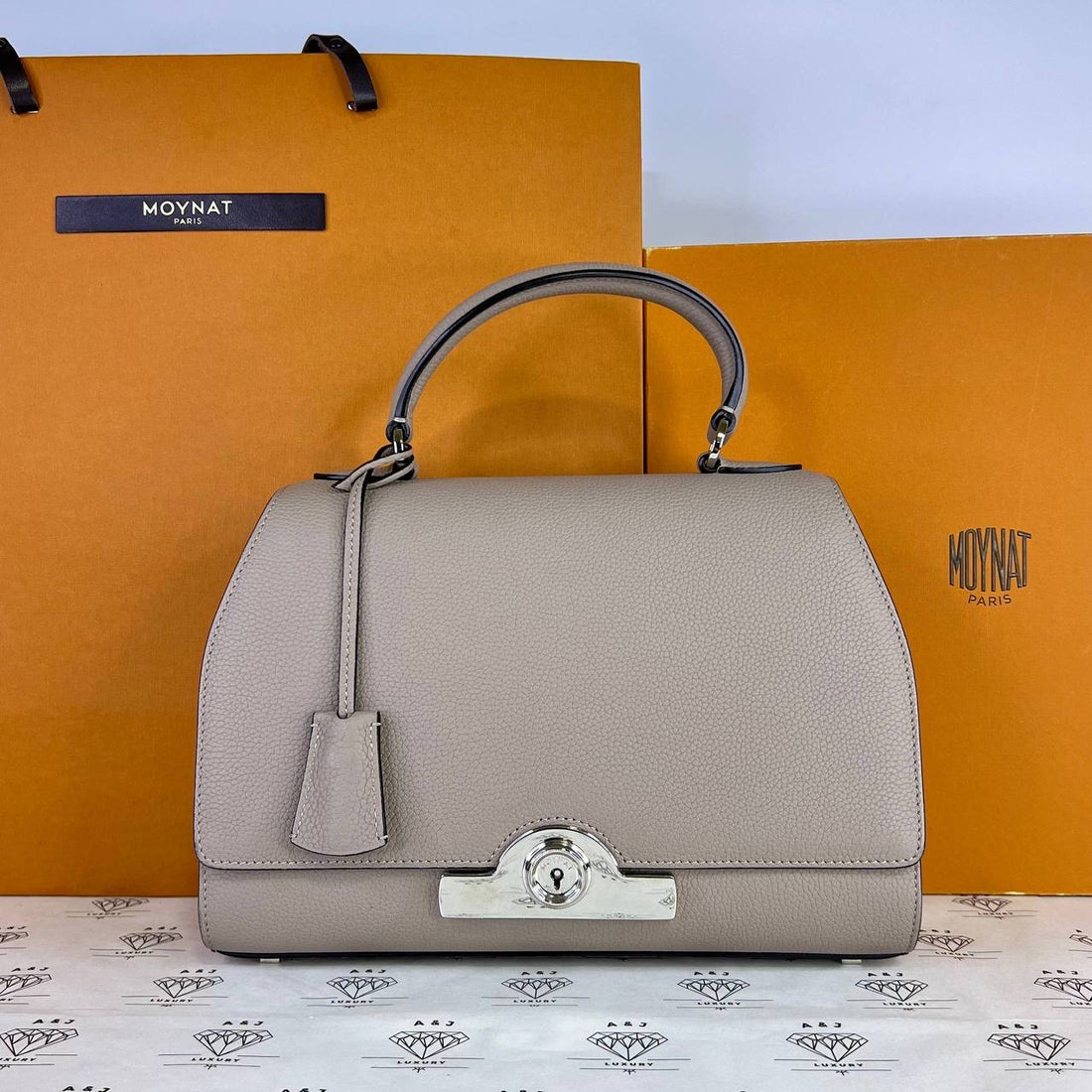 [PRE LOVED] Moynat Rejane PM in Tourterelle Carat Calfskin Leather SHW