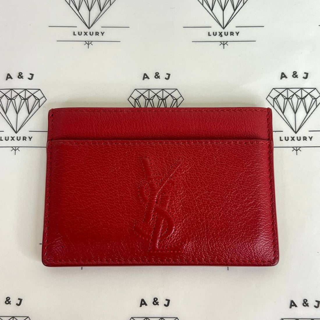 [PRE LOVED] YSL Cassandre Leather Cardholder in Red