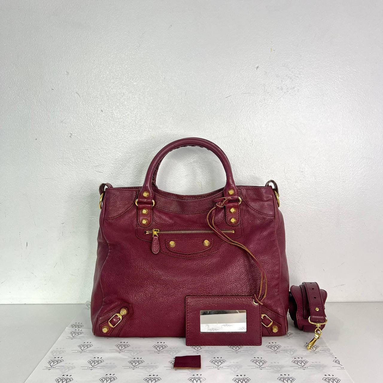 [PRE LOVED] Balenciaga G12 Velo City Bag in Maroon GHW