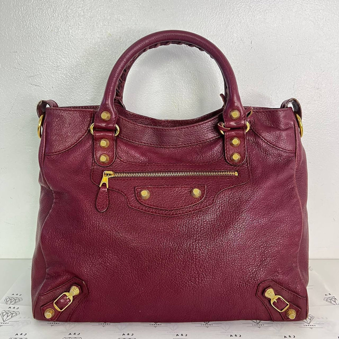 [PRE LOVED] Balenciaga G12 Velo City Bag in Maroon GHW