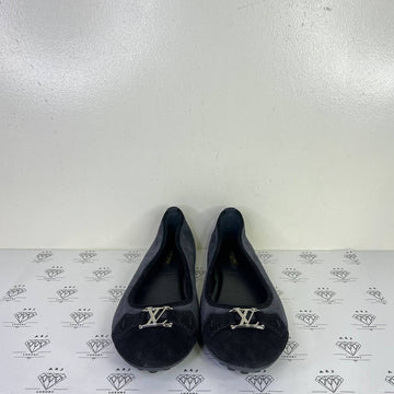 [PRE LOVED] Louis Vuitton Ballerina Flats in Black/Gray Suede Size 40.5EU