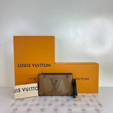 [PRE LOVED] Louis Vuitton Double Zip Pochette in Reverse Monogram Canvass (microchipped)