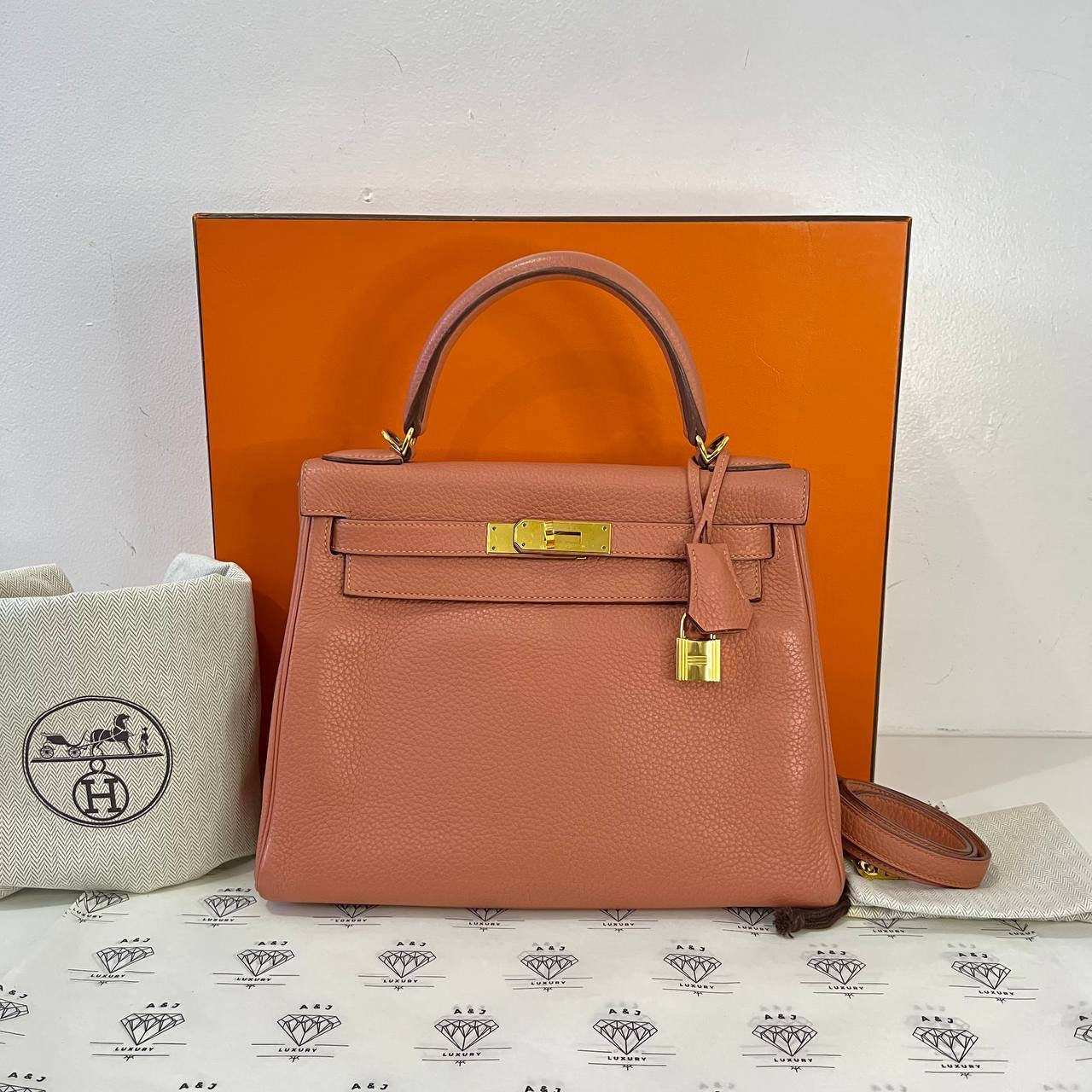 [PRE LOVED] Hermes Kelly 28 in Rose Tea Clemence Leather GHW (Stamp Square Q - 2013)