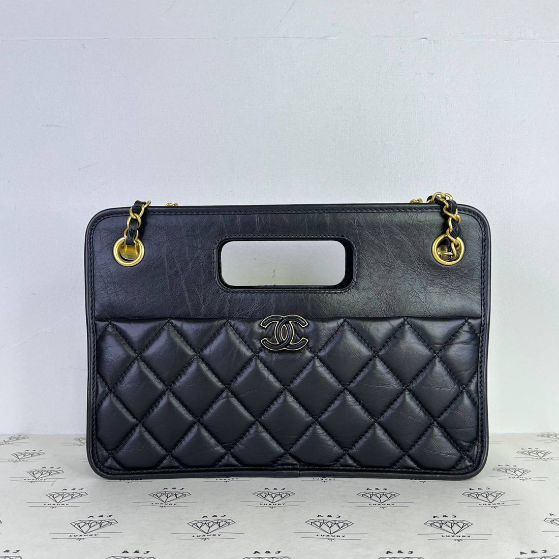 [PRE LOVED] Chanel 23S Collection Small Graphic Catch Tote in Black Lambskin Leather GHW (microchipped)