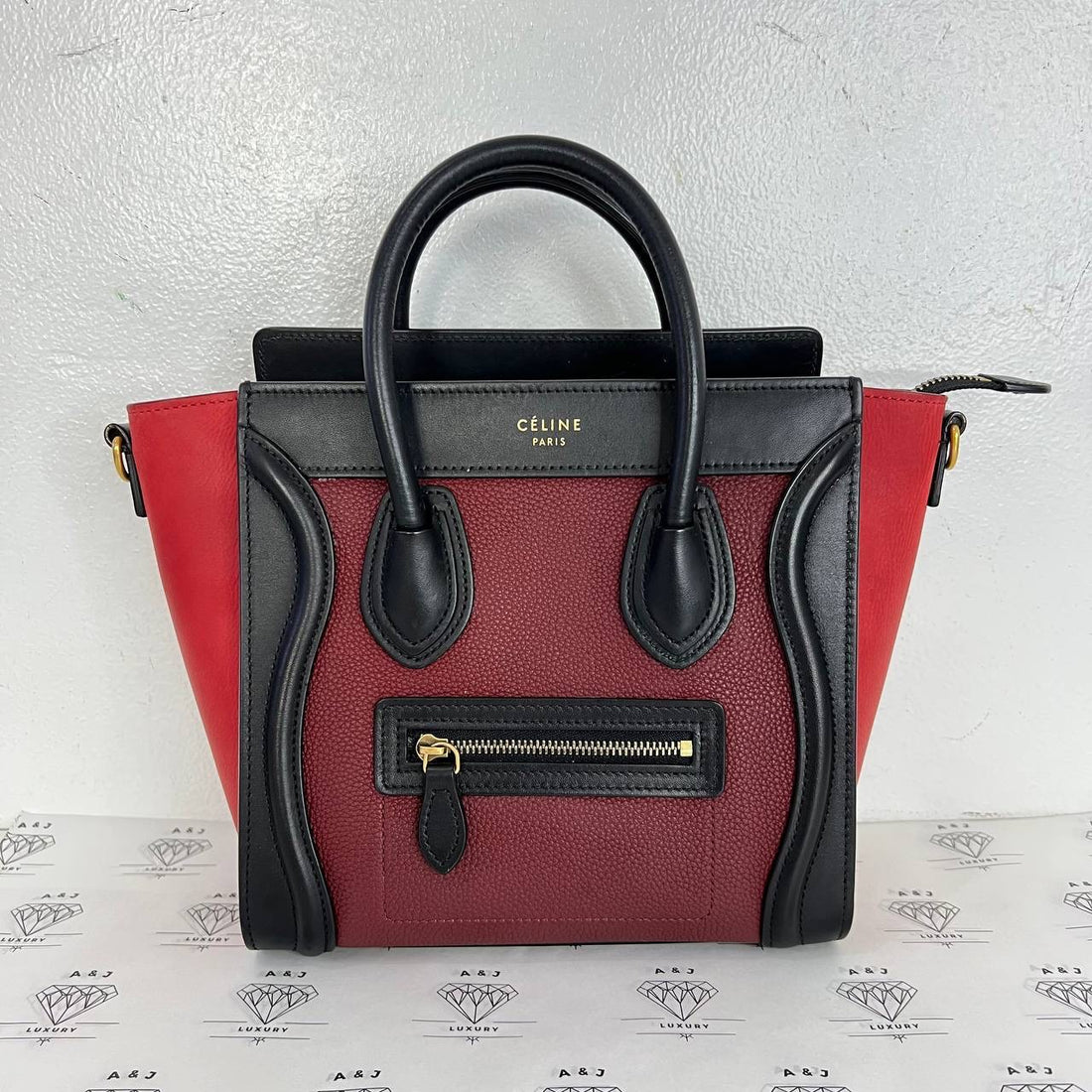 [PRE LOVED] Celine Nano Luggage in Tricolor Grained and Smooth Calfskin GHW