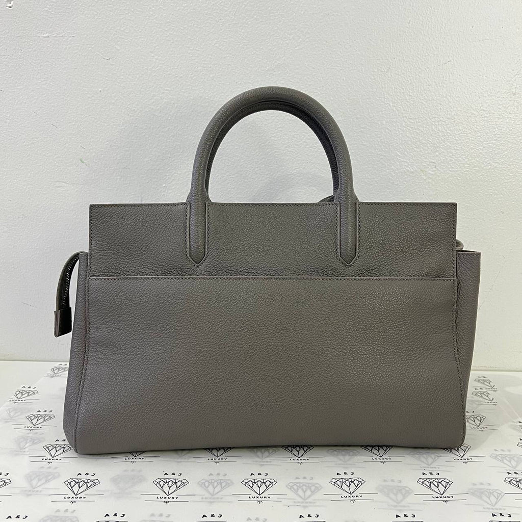 [PRE LOVED] YSL Cabas 2-way Bag in Gray Grained Leather SHW