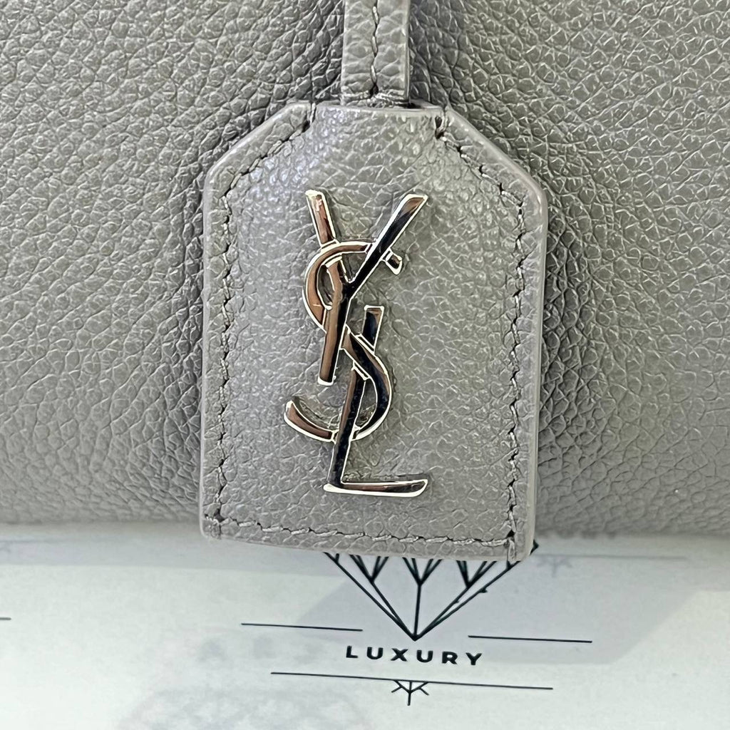 [PRE LOVED] YSL Cabas 2-way Bag in Gray Grained Leather SHW