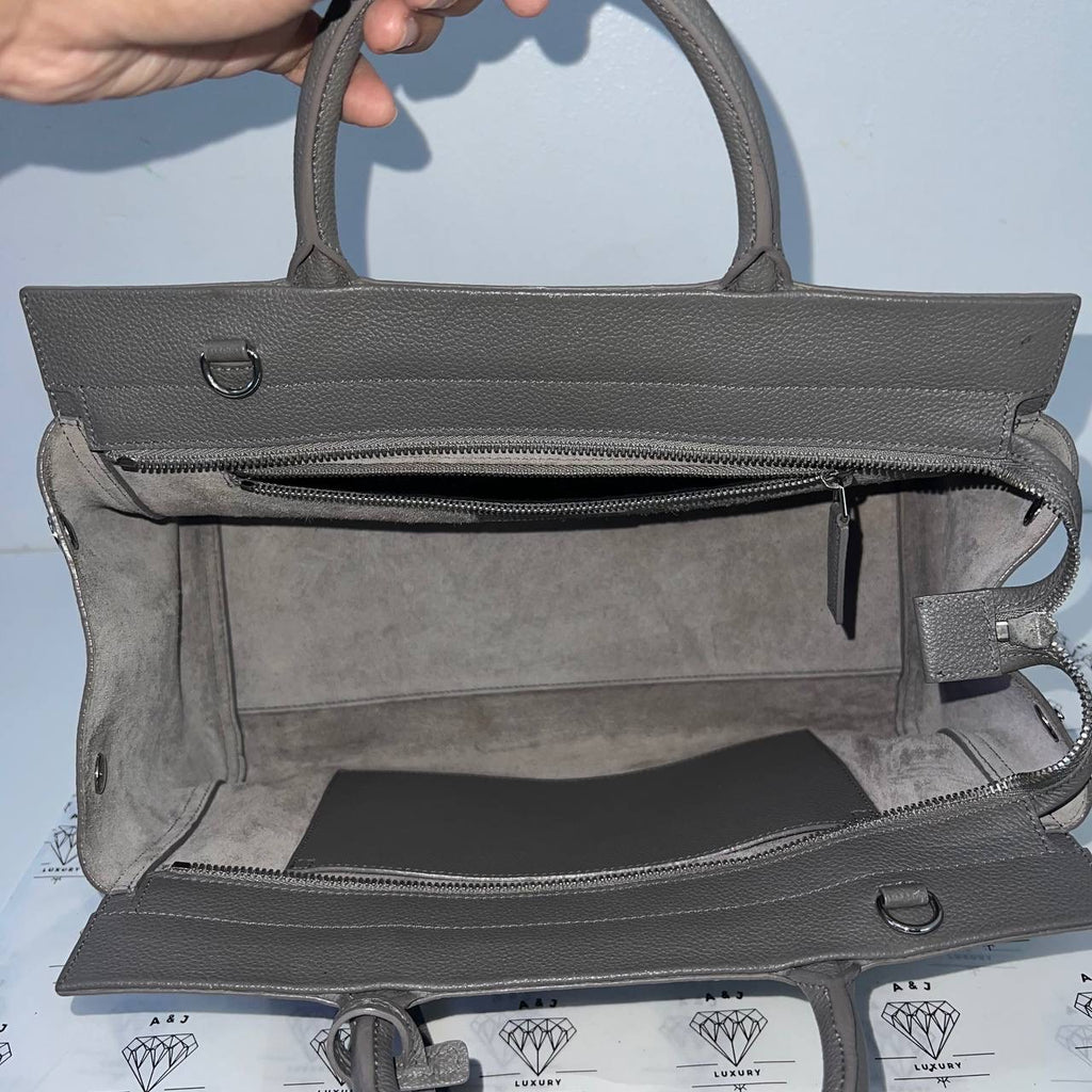 [PRE LOVED] YSL Cabas 2-way Bag in Gray Grained Leather SHW