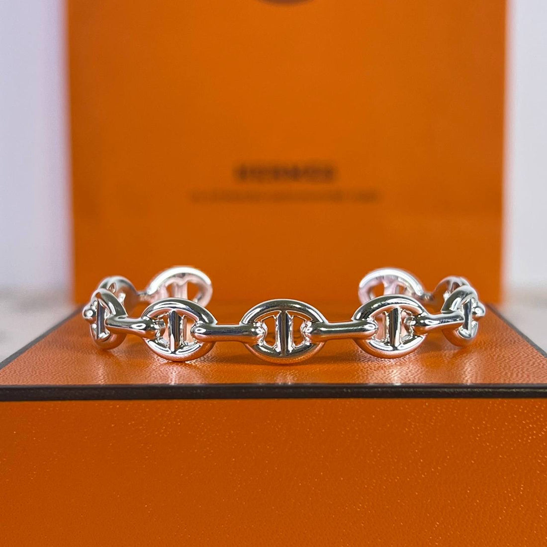[BRAND NEW] Hermes Chain D'Ancre Enchainee Silver Bracelet in Small