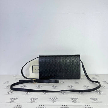 [PRE LOVED] Gucci Microguccissima Wallet on Strap in Black GHW