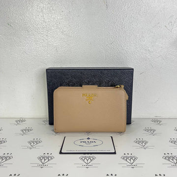 [PRE LOVED] Prada 1ML225 Bifold Wallet in Cammeo Saffiano Leather GHW