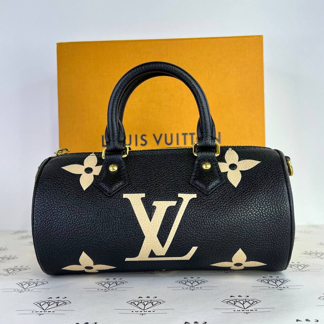 [PRE LOVED] Louis Vuitton Papillon BB in Black/Creme Bicolor Empreinte Leather GHW (microchipped)