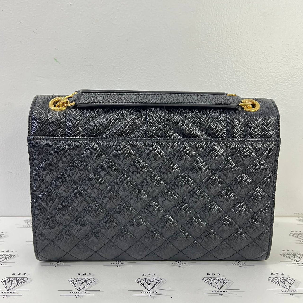 [PRE LOVED] YSL Medium Envelope in Black Matelasse Leather GHW