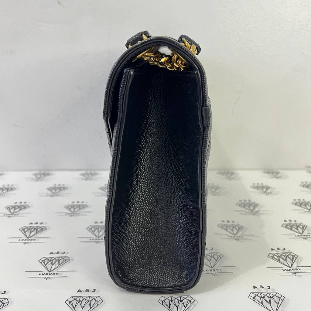 [PRE LOVED] YSL Medium Envelope in Black Matelasse Leather GHW