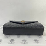 [PRE LOVED] YSL Medium Envelope in Black Matelasse Leather GHW