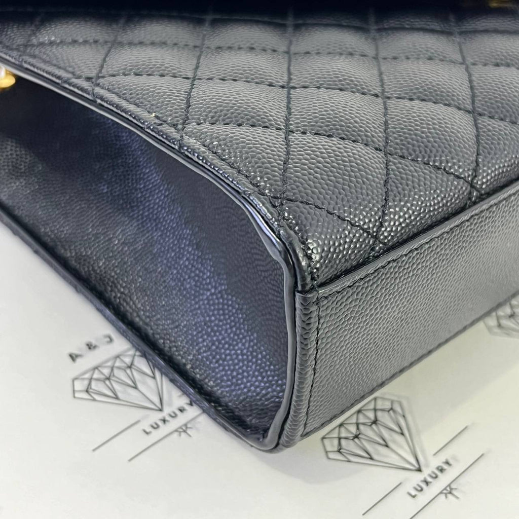 [PRE LOVED] YSL Medium Envelope in Black Matelasse Leather GHW