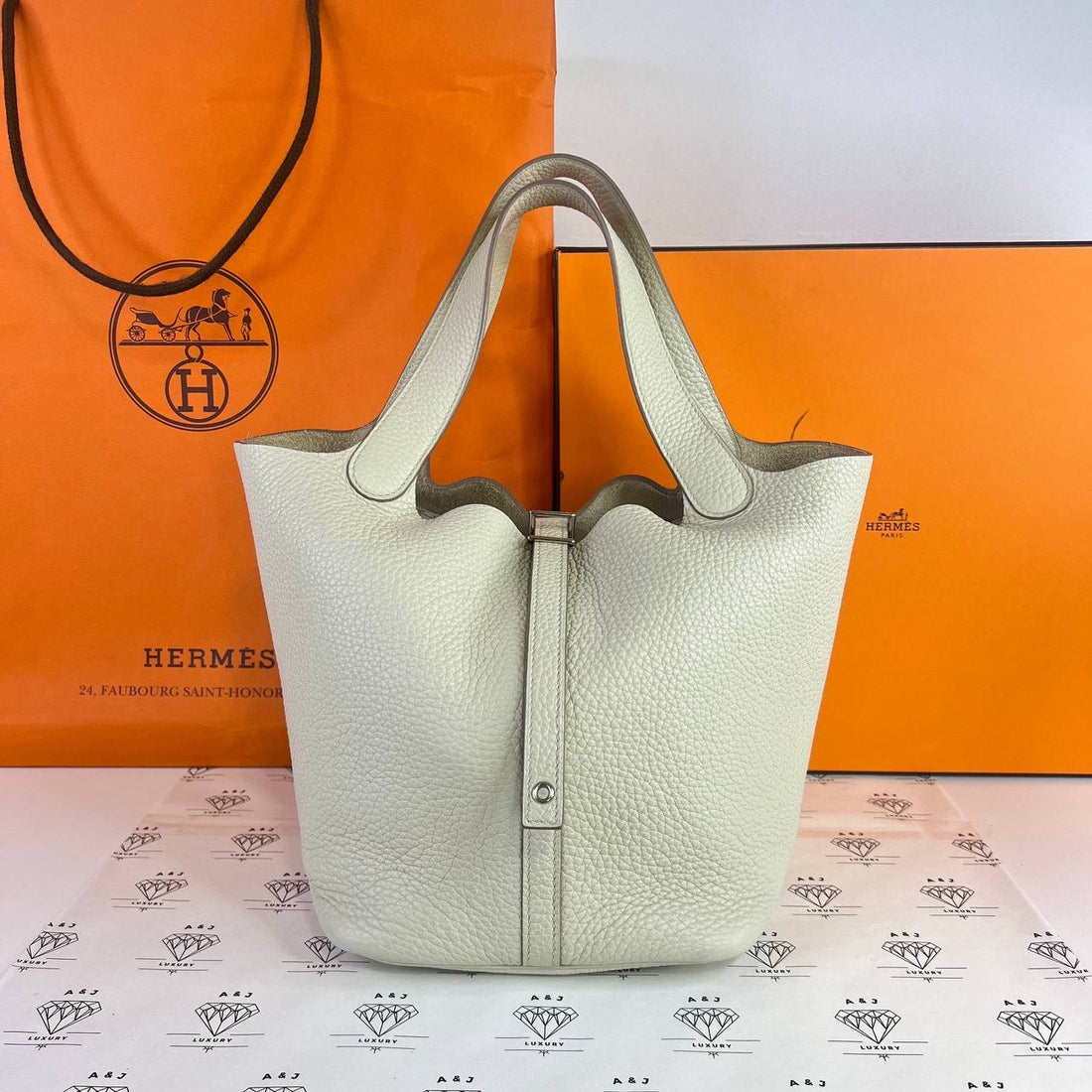 [PRE LOVED] Hermes Picotin 22 in Beton Clemence Leather PHW (Stamp C - 2018)