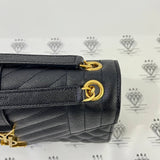 [PRE LOVED] YSL Medium Envelope in Black Matelasse Leather GHW