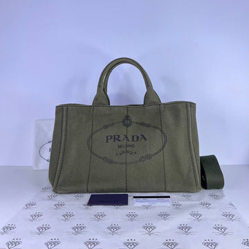 [PRE LOVED] Prada 1BG642 Medium Canapa in Militare