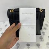 [PRE LOVED] YSL Medium Envelope in Black Matelasse Leather GHW