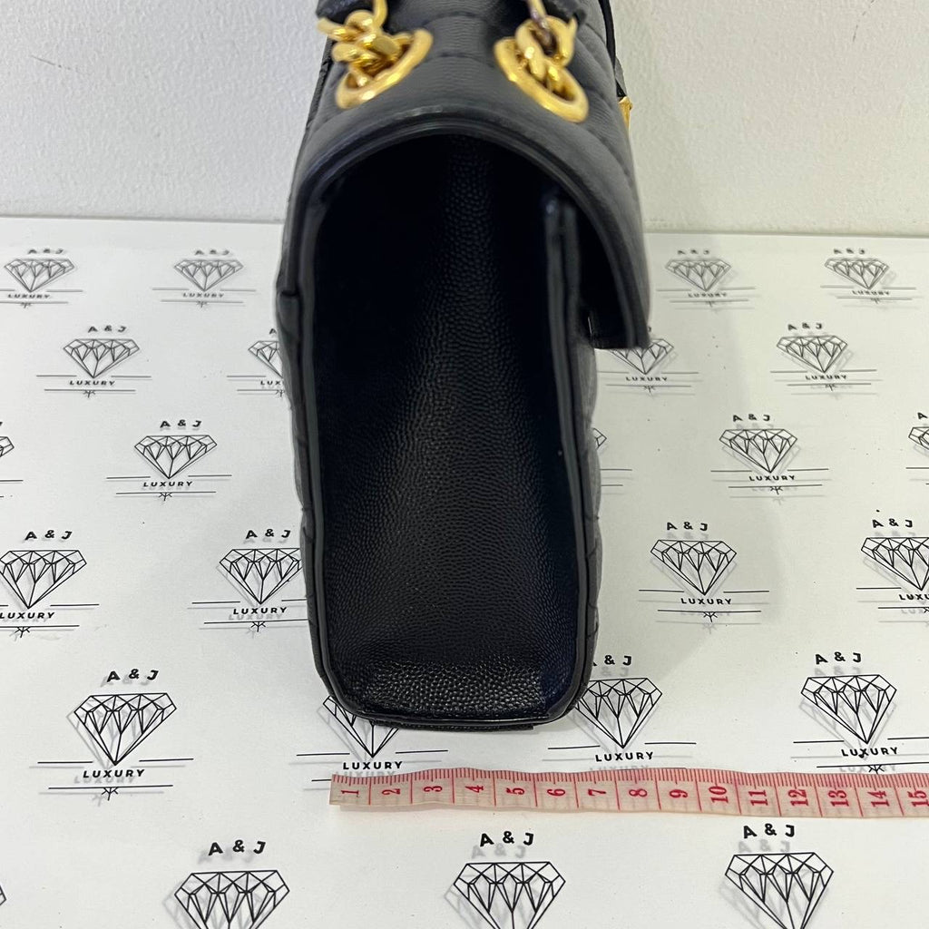 [PRE LOVED] YSL Medium Envelope in Black Matelasse Leather GHW