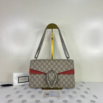 [PRE LOVED] Gucci Medium Dionysus in Brown Canvass Red Suede SHW