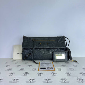 [PRE LOVED] Balenciaga Envelope Clutch Sling Bag in Gray SHW