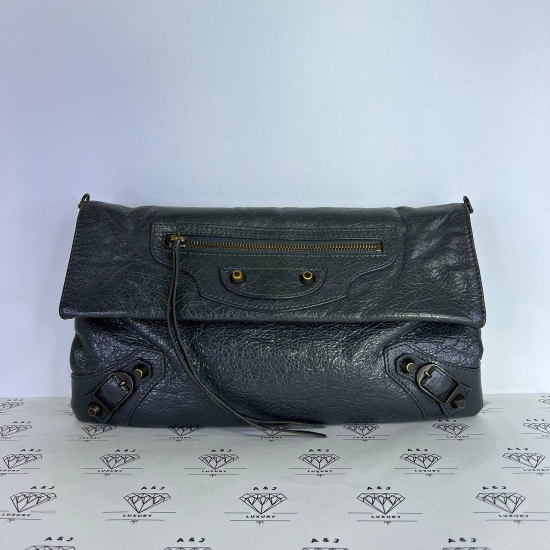 [PRE LOVED] Balenciaga Envelope Clutch Sling Bag in Gray SHW