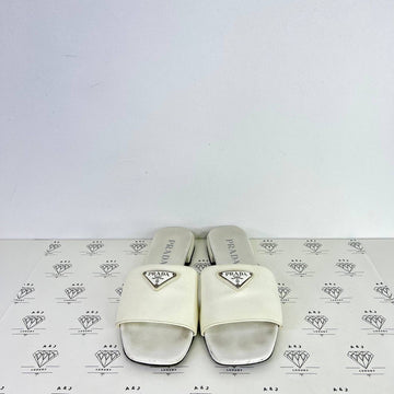 [PRE LOVED] Prada Saffiano Leather Slides in White Size 36.5EU