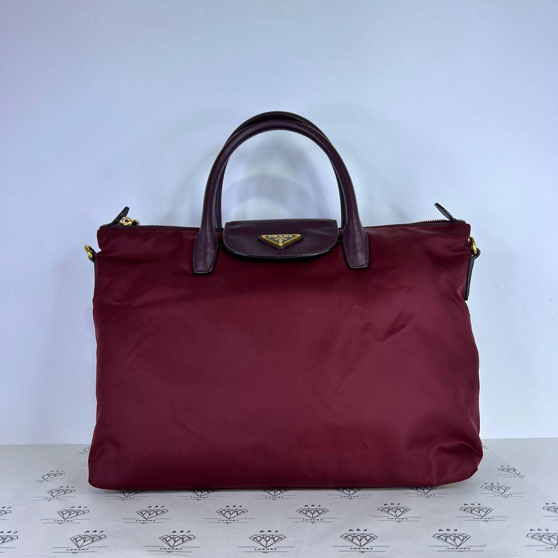 [PRE LOVED] Prada BN2541 Tessuto Nylon Tote in Burgundy GHW