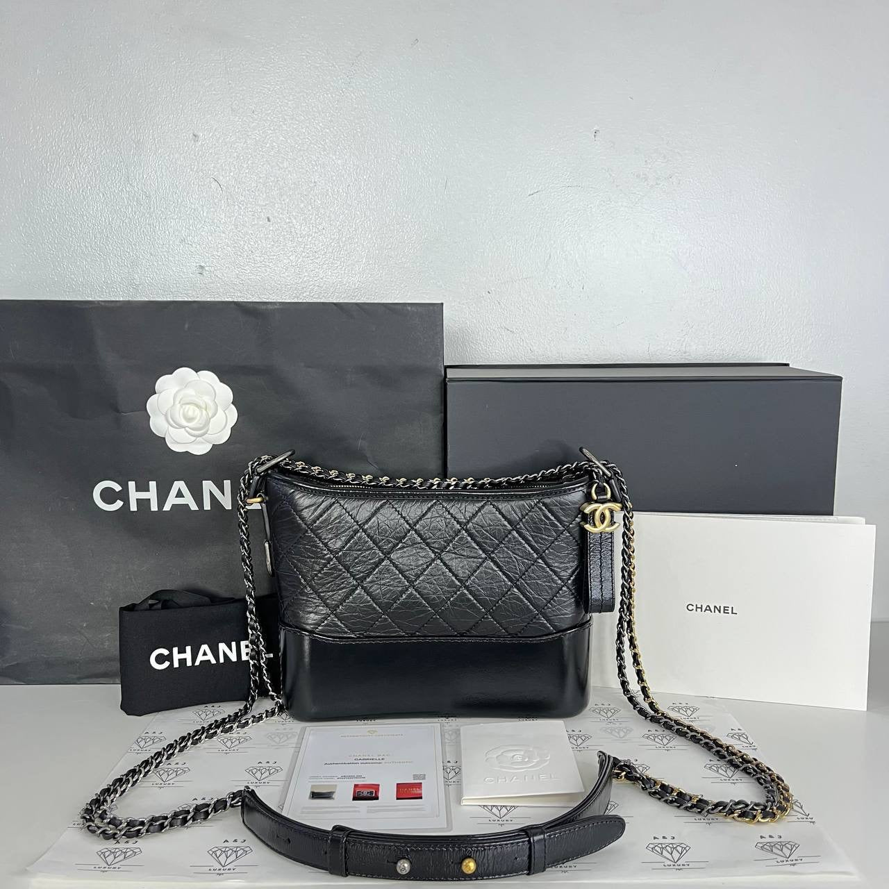 [PRE LOVED] Chanel Medium Gabrielle in Black Calfskin SHW/RHW/GHW (microchipped)
