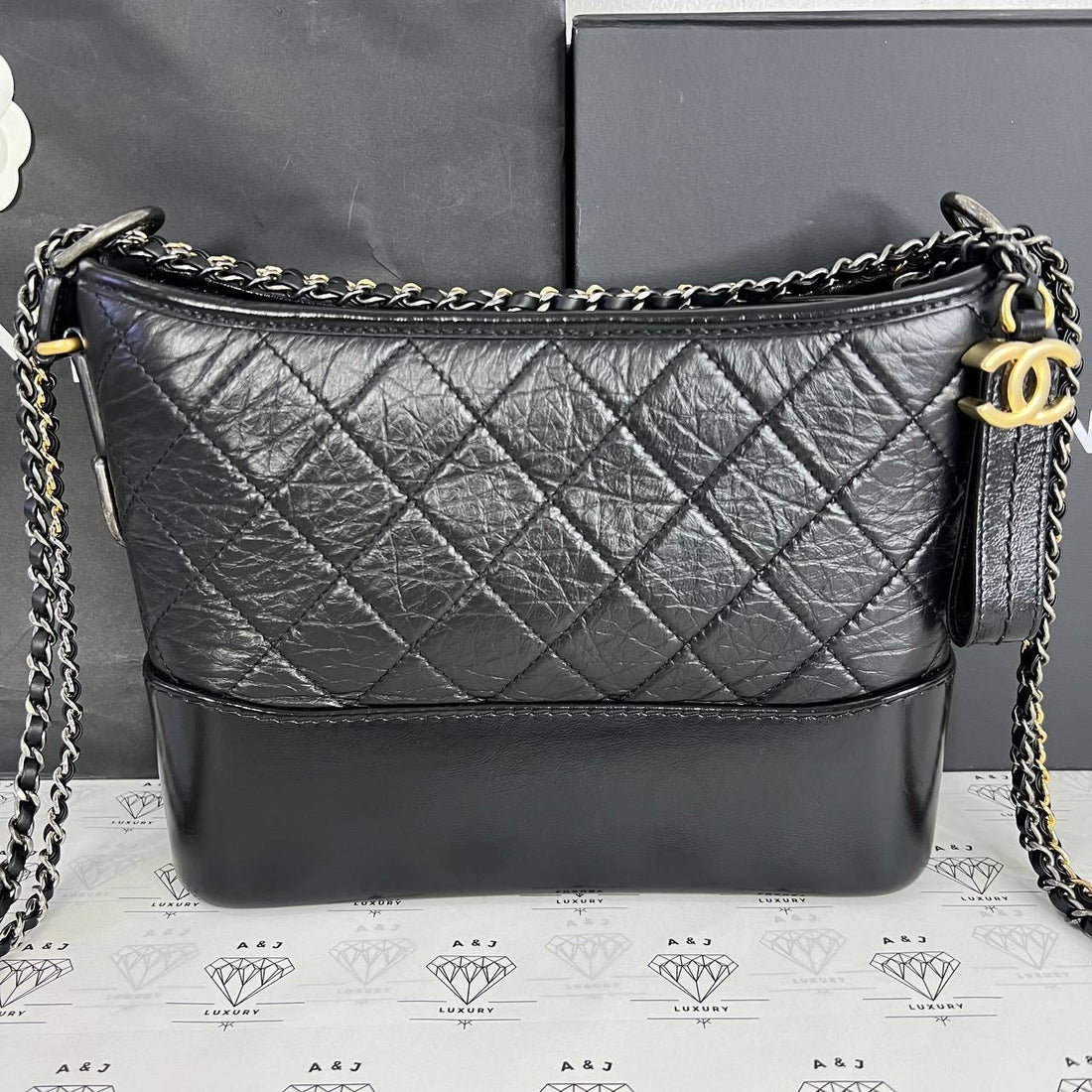 [PRE LOVED] Chanel Medium Gabrielle in Black Calfskin SHW/RHW/GHW (microchipped)