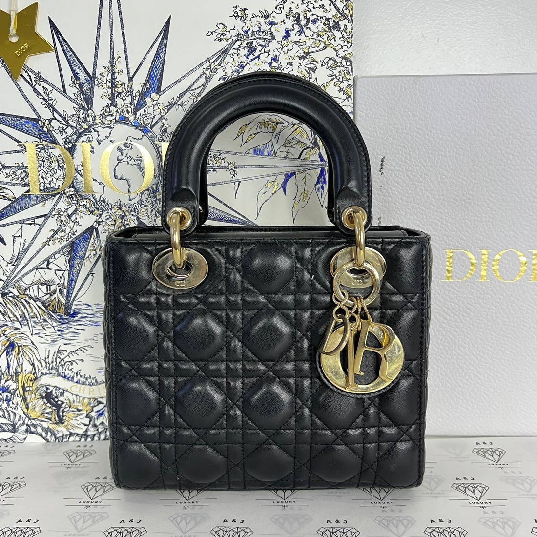 [PRE LOVED] Christian Dior Small ABC Lady D in Black Cannage Lambskin GHW (2022)