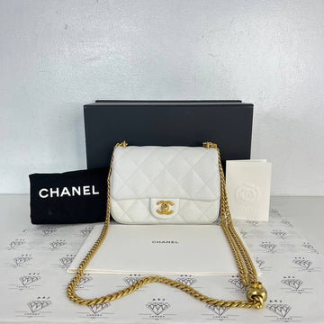 [PRE LOVED] Chanel Heart Crush Flap Bag in Small White Caviar GHW (microchipped)
