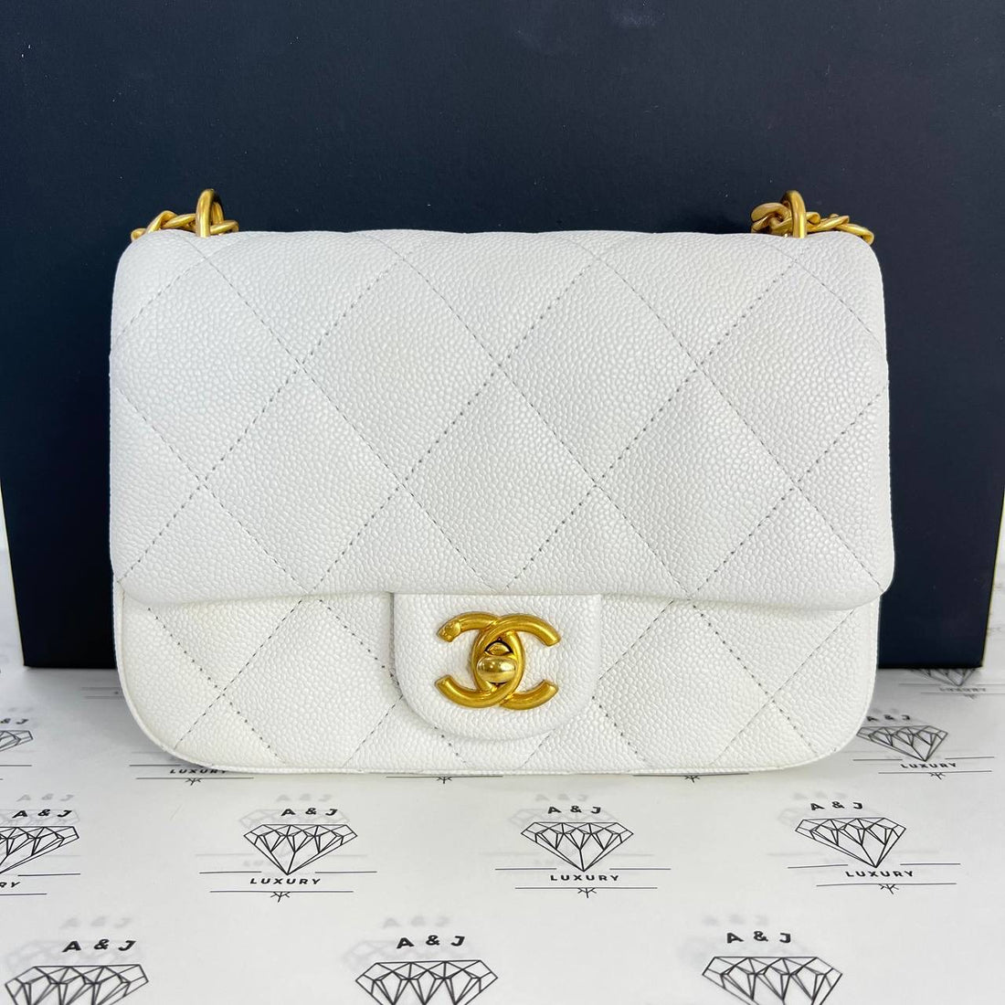 [PRE LOVED] Chanel Heart Crush Flap Bag in Small White Caviar GHW (microchipped)