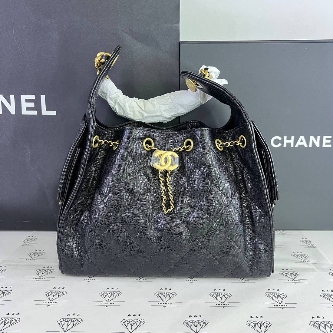 [BRAND NEW] Chanel Small C25 in Black Caviar Leather GHW (microchipped)