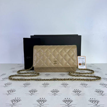 [PRE LOVED] Chanel Classic Wallet on Chain in Dark Beige Caviar Leather Light Gold HW (microchipped)