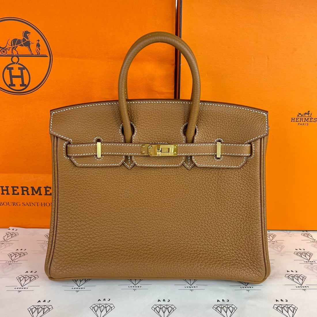 [PRE LOVED] Hermes Birkin 25 Retourne in Gold Togo Leather GHW (Stamp Y - 2020)