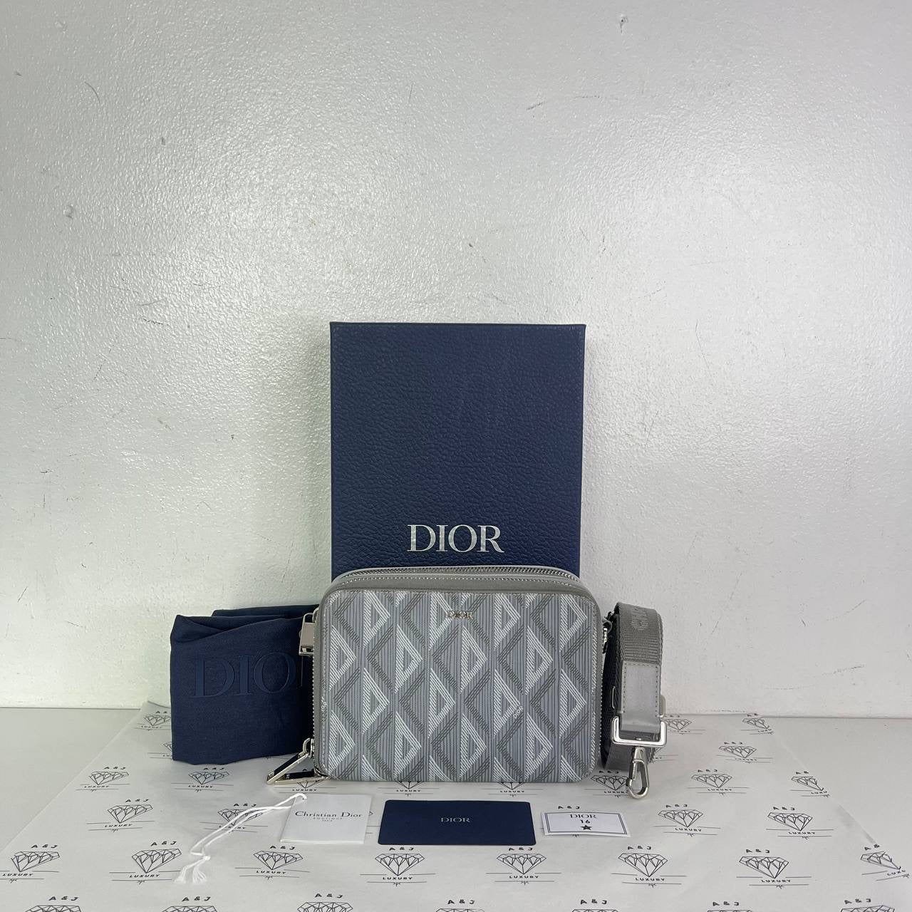 [PRE LOVED] Christian Dior Double Zipped Pouch in Gray SHW
