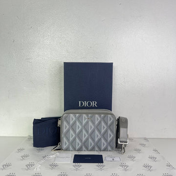 [PRE LOVED] Christian Dior Double Zipped Pouch in Gray SHW